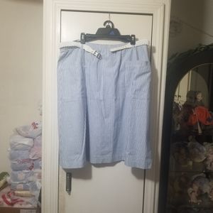 Blue and white striped skirt